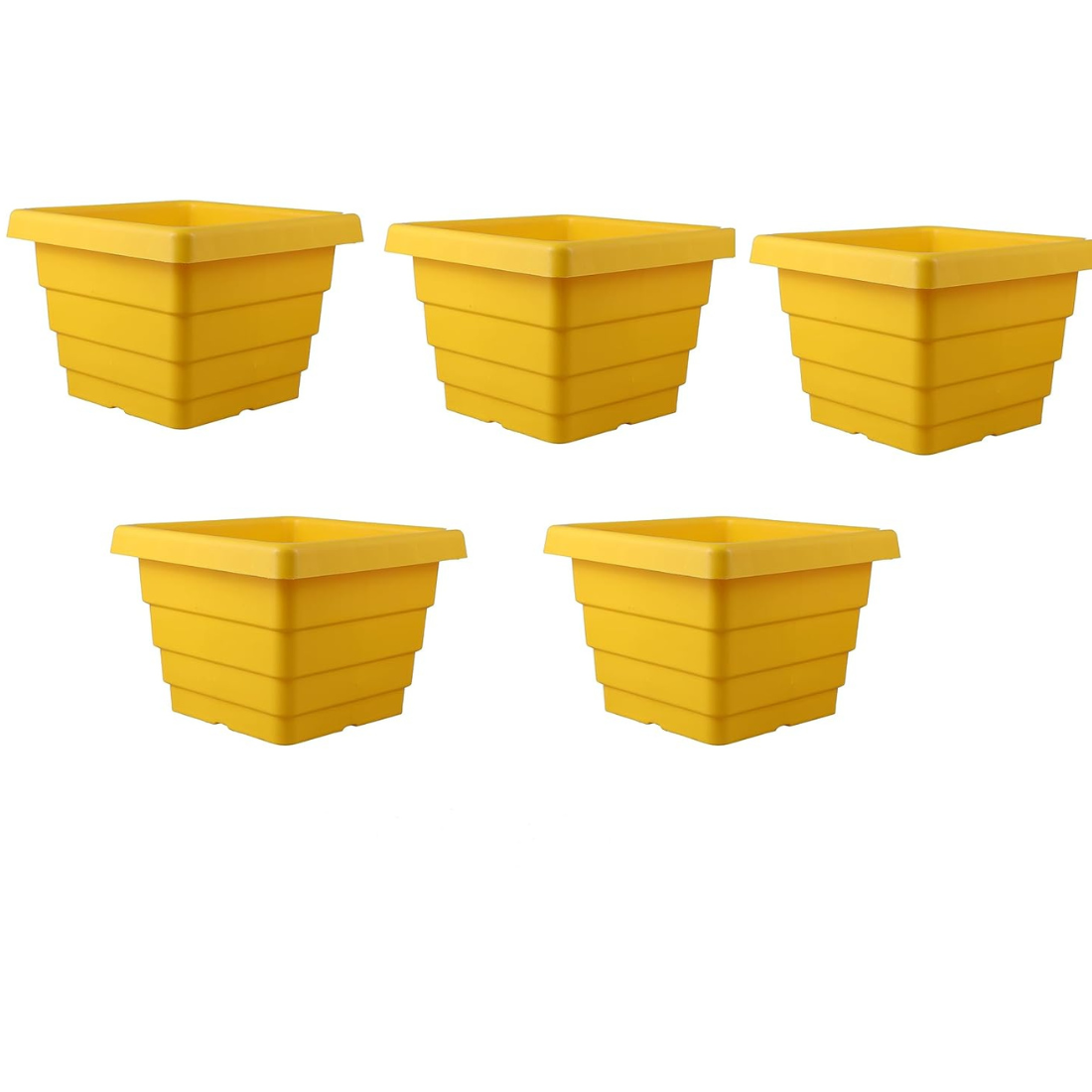 Plastic Square Flower Pot (5in) Set of 4